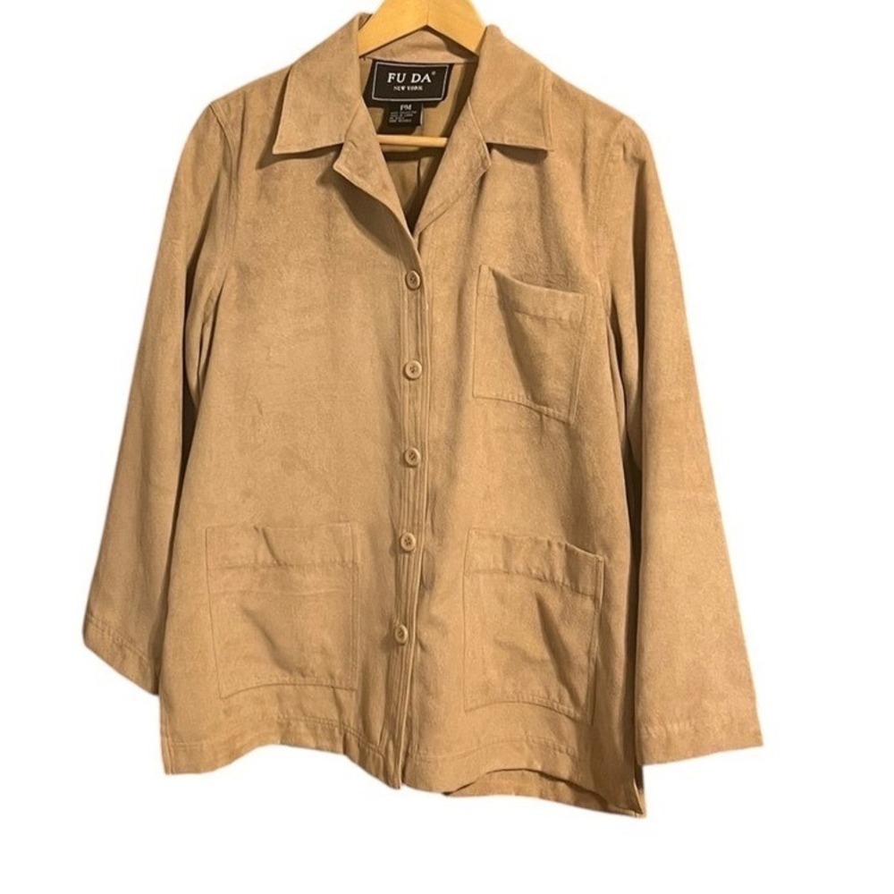 FU DA New York Beige Faux Suede 3-Pocket Jacket Women's PM